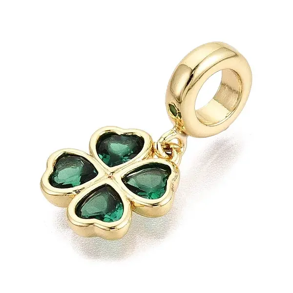 Brass Micro Pave Cubic Zirconia European Dangle Charms