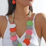 Bohemian Ethnic Style Wood Beaded Multilayer Necklaces & Dangle Earrings Sets