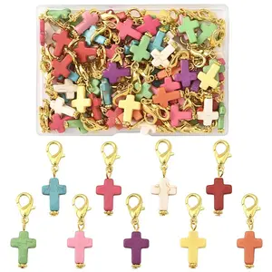 80Pcs Synthetic Turquoise Cross Pendant Decorations