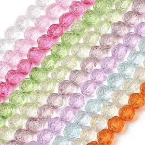 Baking Paint Transparent Glass Beads Strands