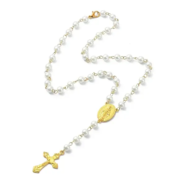 Glass Pearl Rosary Bead Necklaces