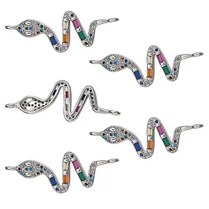 5Pcs Brass Micro Pave Cubic Zirconia Links Connectors
