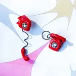 Phone Shaped Alloy Acrylic Stud Earrings