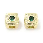 Brass Micro Pave Cubic Zirconia Beads