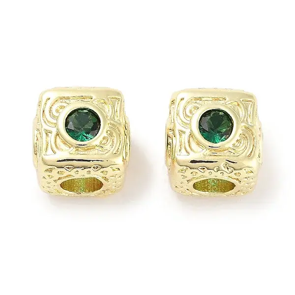Brass Micro Pave Cubic Zirconia Beads