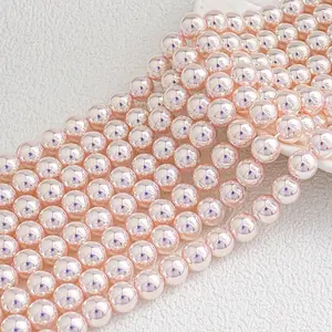 Electroplate Pearlized Glass Pearl Beads Strands