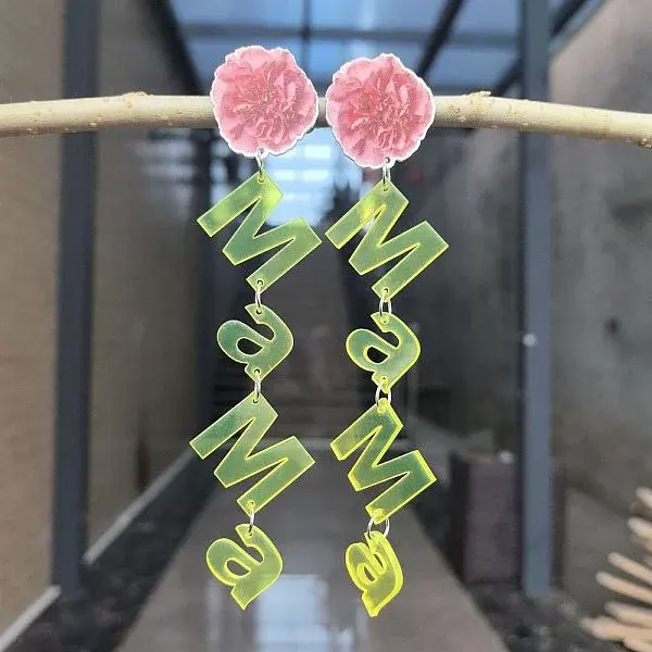 Mother's Day Acrylic Dangle Stud Earrings