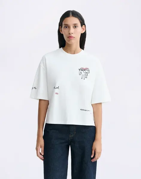 Tričko Thinking MU Lena Tomatera T-Shirt WHITE