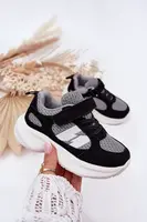 Boto Dětské Sportovní Boty Tenisky Na Suchý Zip Černé Šedé Selinea