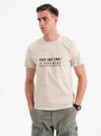 Ombre Men's T-shirt with print and round neckline - cream