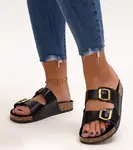 marka niezdefiniowana Black flip-flops on cork sole Oline