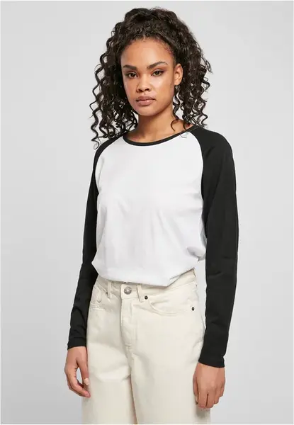 Dámský kontrastní raglánový dlouhý rukáv bílo/černý