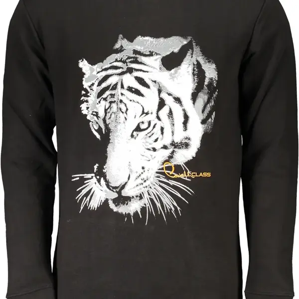 CAVALLI CLASS MEN'S BLACK ZIP-OUT SWEATSHIRT