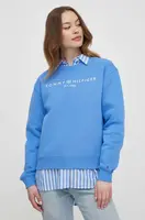 Mikina Tommy Hilfiger dámská, modrá barva, s potiskem, WW0WW39791
