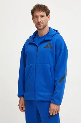 Mikina adidas Z.N.E. pánská, modrá barva, s kapucí, s potiskem, JF6388