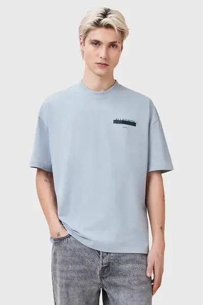 Bavlněné tričko AllSaints REDACT SS CREW pánské, černá barva, s potiskem, M002PC