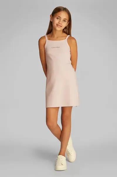 Dívčí šaty Calvin Klein Jeans růžová barva, mini, IG0IG02909