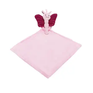 Tulilo Baby Ručník s hračkou Motýlek, 35x35cm, růžová