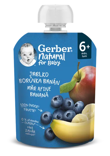Gerber Natural Kapsička Jablko/borůvka/banán 90 g