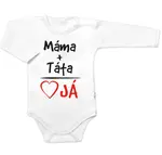 Baby Nellys Body dlouhý rukáv s vtipným textem, Máma+Táta, bílé, vel. 86