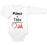 Baby Nellys Body dlouhý rukáv s vtipným textem, Máma+Táta, bílé, vel. 86