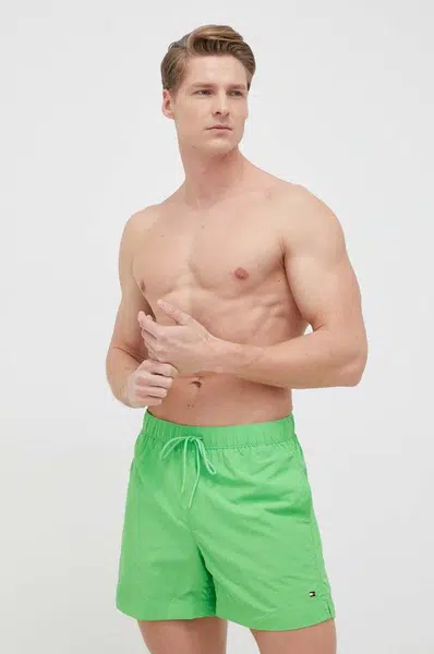 Plavkové šortky Tommy Hilfiger zelená barva
