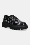 Kožené polobotky MSGM dámské, černá barva, na platformě, 3741MDS154 519