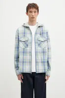 Košile s příměsí vlny ICECREAM Hooded Flannel Zip Through modrá barva, relaxed, IC24435