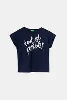 Dětské bavlněné tričko United Colors of Benetton tmavomodrá barva, 3I1XC10NZ