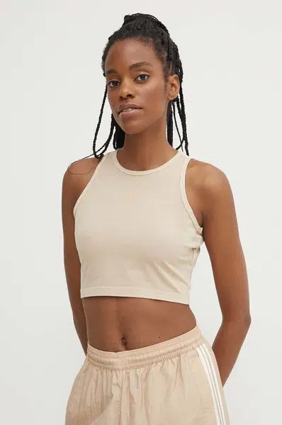 Top adidas Originals dámský, béžová barva, IR5996