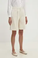 Bavlněné šortky Answear.LAB béžová barva, hladké, high waist