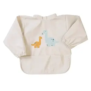 Saro Baby nepropustný bryndák s rukávkama Sand