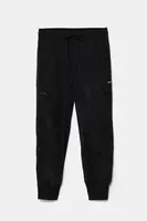 Dětské kalhoty Abercrombie & Fitch černá barva, hladké, KI234-4066