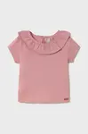 Dětské bavlněné tričko Mayoral růžová barva, 1045