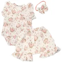 Baby Nellys Zavinovací body, kraťasky + čelenka, mušelín, Pivoňky vel.  80