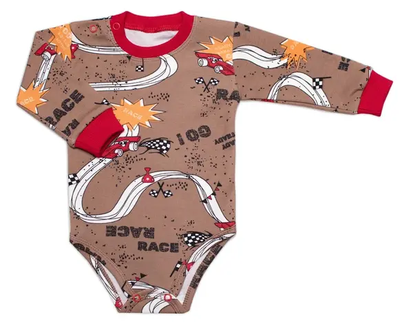 mrofi Kojenecké body zap. u krku + polodupačky RACE, 2D sada, , hnědá