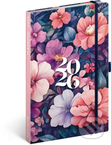 NOTIQUE Planbook - diár/notes Kytica 2026 (horizontálny / linajkovaný, elastické zatváranie)
