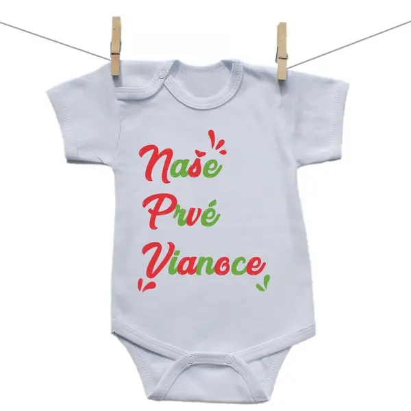 Boodyy Body s krátkym rukávom Naše prvé Vianoce 68 (3-6 mesiacov)