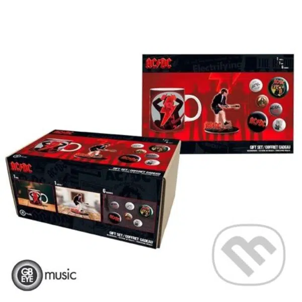 AC/DC Darčekový set (Hrnček, Figúrka, Set odznáčků)