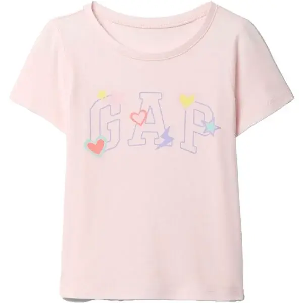GAP V-LOGO Dívčí tričko, růžová, velikost 2Y