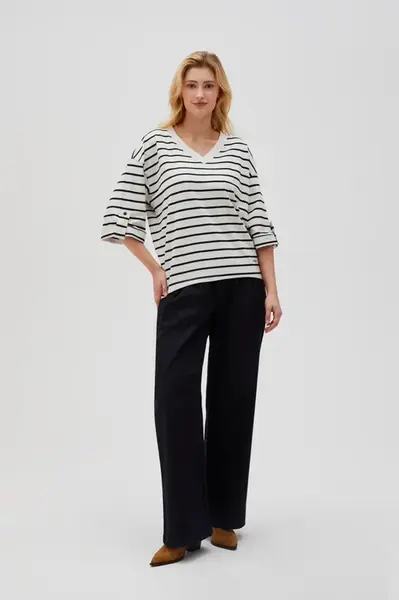 Marisse Women's Sweatshirt L-Bl-4603 Off White_Black