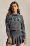 Dětská mikina Polo Ralph Lauren šedá barva, s aplikací, 313979022001