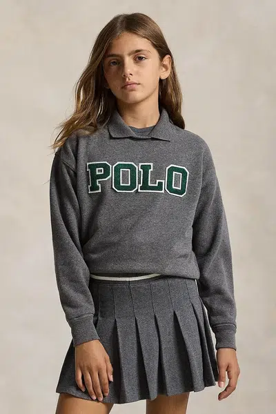 Dětská mikina Polo Ralph Lauren šedá barva, s aplikací, 313979022001