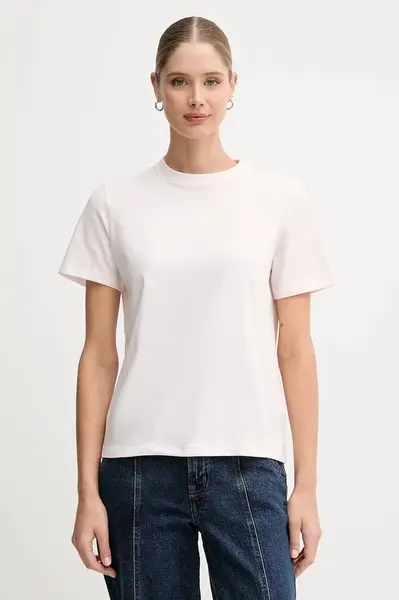 Bavlněné tričko Calvin Klein Jeans dámské, růžová barva, LV047D873G