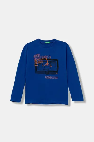 Dětské bavlněné tričko s dlouhým rukávem United Colors of Benetton