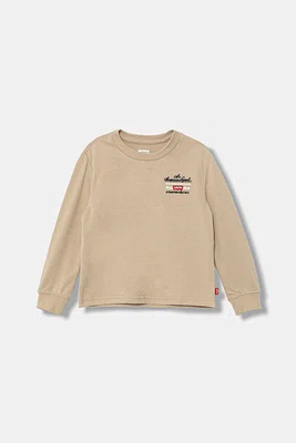 Dětské tričko s dlouhým rukávem Levi's LEGENDARY LS TEE béžová barva, s aplikací, 8EN715