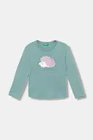 Dětské bavlněné tričko s dlouhým rukávem United Colors of Benetton tyrkysová barva, 3I1XG10K8
