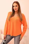 Kesi Włoski Dámský svetr z viskózy s výstřihem do V oranžový