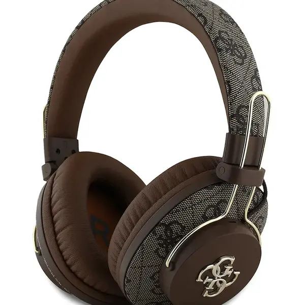Bezdrôtové slúchadlá Guess Metal 4G Logo hnedá farba