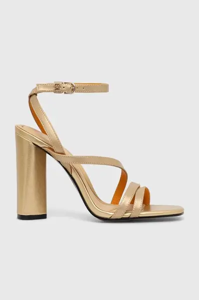 Kožené sandále Tommy Hilfiger TH GOLD BLOCK HIGH HEEL